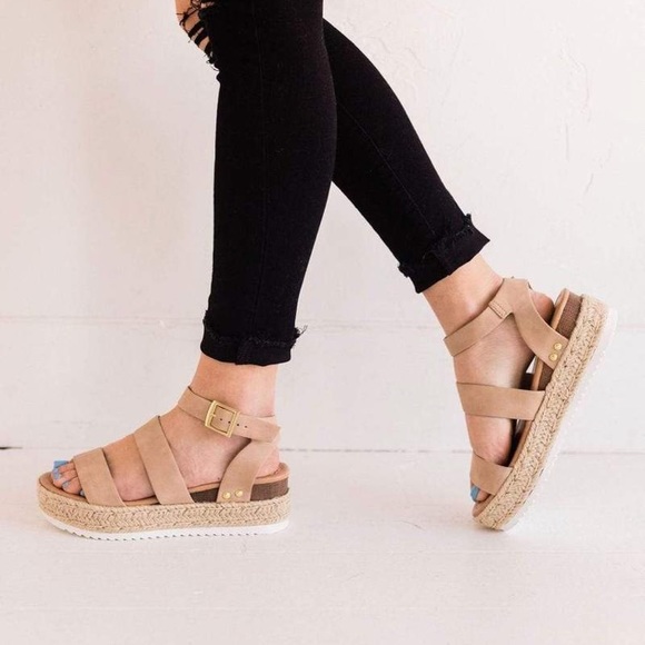 Taupe Strappy Open Toe Bryce espadrille sandal - Picture 4 of 8